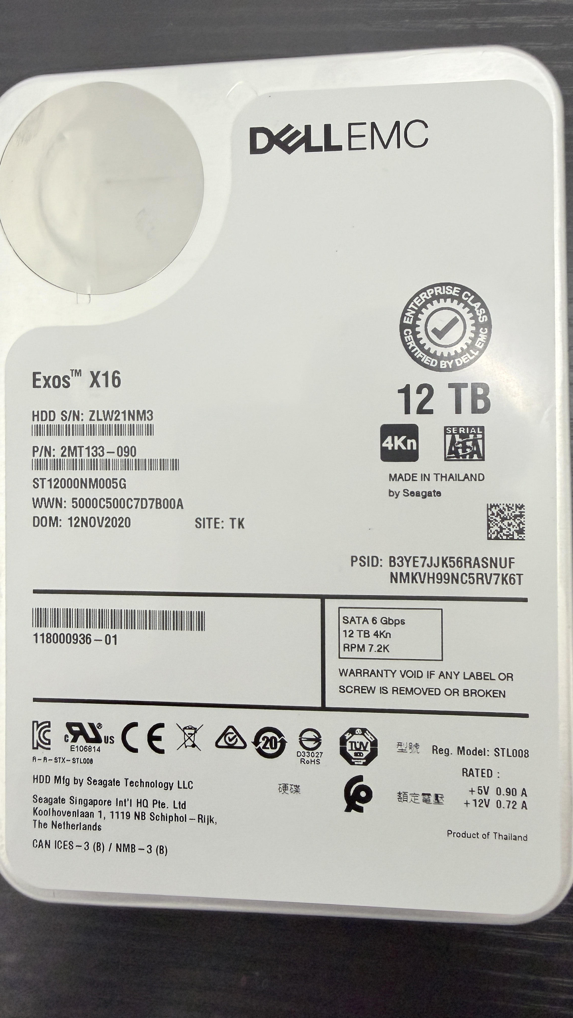 戴尔 希捷 ST12000NM005G 12TB SAS