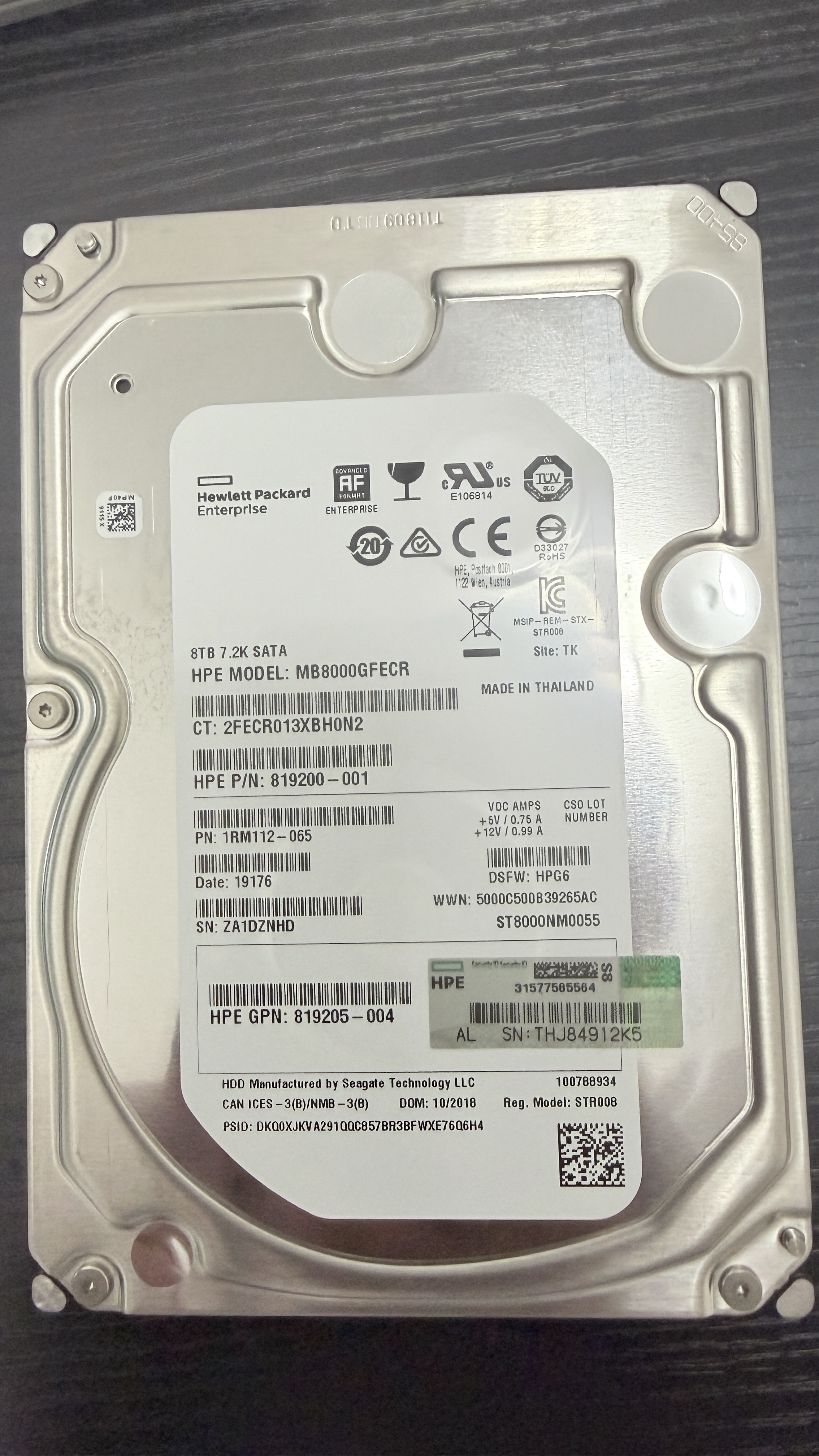 希捷 HPE MODEL MB8000GFECR ST8000NM0055